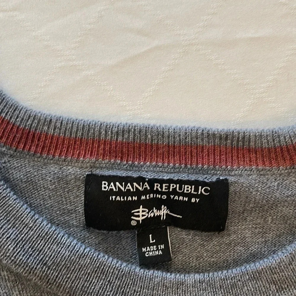 Banana Republic men’s 100% Merino wool crewneck sweater gray large EUC - Picture 2 of 6